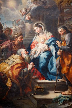 painting (fine art) - The Adoration of the Magi by J.M. Rottmayr dating from 1723, Melk Abbey, Lower Austria, Austria, Europe Stock Photo - Rights-Managed, Code: 841-03870531