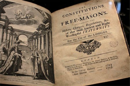 Title page of the Freemason Constitution, Freemasons' Museum, Paris, France, Europe Stock Photo - Rights-Managed, Code: 841-03870629