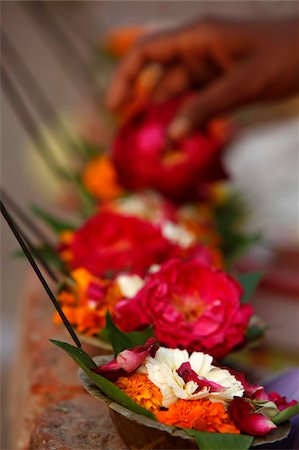 Diyas (floral floats with incense), Rishikesh, Uttarakhand, India, Asia Stock Photo - Rights-Managed, Code: 841-03870679