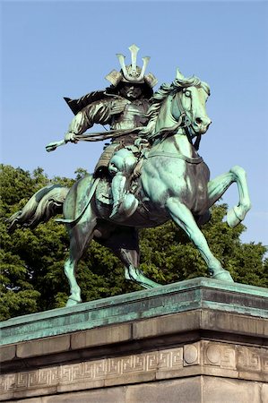 statue of horse - Statue of Samurai warrior Masashige Kusunoki on horseback in Hibiya Park in downtown Tokyo, Japan, Asia Stock Photo - Rights-Managed, Code: 841-03871379