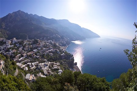 Positano town in early morning sunshine, Amalfi coast road, UNESCO World Heritage Site, Bay of Naples, Campania, Italy, Europe Stock Photo - Rights-Managed, Code: 841-03871638