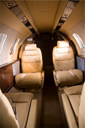 Interior View Of Empty Private Jet Plane Stock Photo