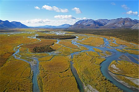 An Aerial View Of The Green Waters Of The Braided Upper Sheenjek River Which Flows South From Alaska's Brooks Range In The Arctic National Wildlife Refuge;Alaska United States Of America Stock Photo - Rights-Managed, Code: 854-08028132