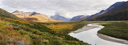 scenic and panoramic - Panorama Of Rafters Camping Off Noatak River In The Brooks Range, Gates Of The Arctic National Park, Northwestern Alaska, Above The Arctic Circle, Arctic Alaska, Summer. Stock Photo - Rights-Managed, Code: 854-08028191