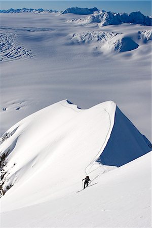 simsearch:854-03846021,k - Skier climbing up ridge above the Sargent Icefield Southcentral Alaska Spring Stock Photo - Rights-Managed, Code: 854-02954881