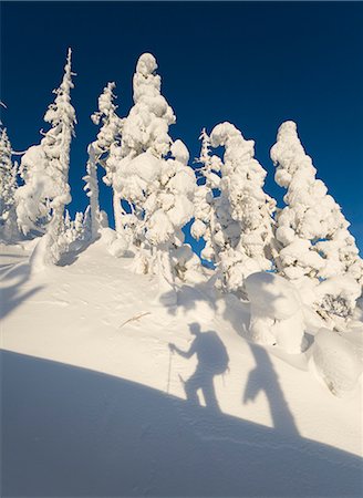 ski touring - Shadow of a skier climbing the snow covered North Wrangell Trail, Wrangell Island, Alaska Stock Photo - Rights-Managed, Code: 854-02954891