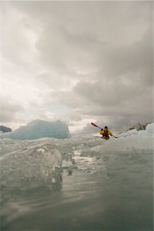 Man kayaking near Bear Glacier in Resurrection Bay near Seward, Alaska Stock Photo - Rights-Managed, Code: 854-02955122