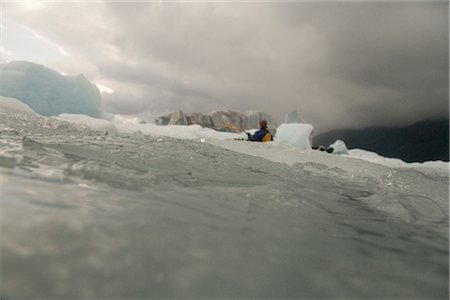 Man kayaking near Bear Glacier in Resurrection Bay near Seward, Alaska Stock Photo - Rights-Managed, Code: 854-02955123