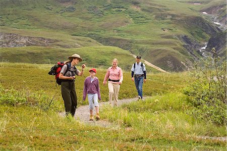 family fun in hill - Female National Park Interpretive Ranger leades group on a *discovery hike* in the Eielson area Denali National Park Alaska Stock Photo - Rights-Managed, Code: 854-02955156