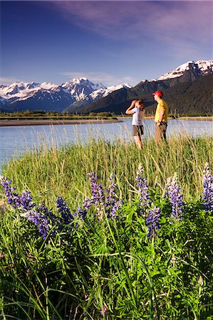 simsearch:854-02955238,k - Young Couple Hiking Along 20 Mile River w/Lupine AK SC Chugach SP Chugach Mtns Stock Photo - Rights-Managed, Code: 854-02955175