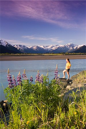 simsearch:854-02955238,k - Young Couple Hiking Along 20 Mile River w/Lupine AK SC Chugach SP Chugach Mtns Stock Photo - Rights-Managed, Code: 854-02955177