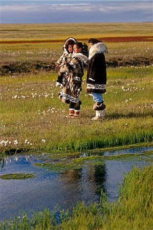 Inupiat Women & Baby fur parkas North Slope Arctic AK summer portrait Stock Photo - Rights-Managed, Code: 854-02955770