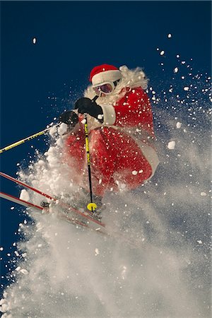 santa claus hat - Santa Claus Downhill Skiing Big Mountain Resort Montana Stock Photo - Rights-Managed, Code: 854-02955873