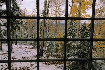 seasonal change - View from cabin of first snowfall Robertson River  Southcentral Alaska Autumn Stock Photo - Rights-Managed, Code: 854-02956022
