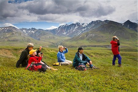 simsearch:854-03538162,k - A woman US National Park Interpretive Ranger leades group on a *discovery hike* on the tundra Eielson area Denali National Park Alaska Stock Photo - Rights-Managed, Code: 854-03538122