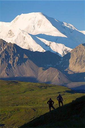 simsearch:854-03538162,k - Two hikers view McKinley at Grassy Pass near Eielson visitor center summer Denali National Park Alaska Stock Photo - Rights-Managed, Code: 854-03538138