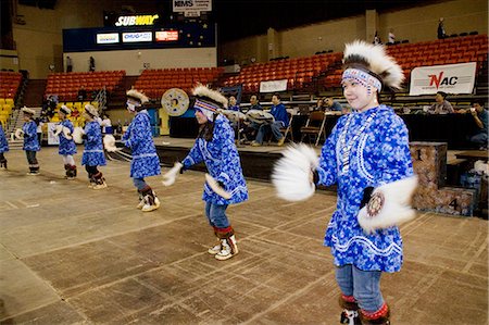 simsearch:854-03538943,k - Nelson Island Dancers 2006 Senior Native Youth Olympic Games Alaska Anchorage Sullivan Arena Stock Photo - Rights-Managed, Code: 854-03538929