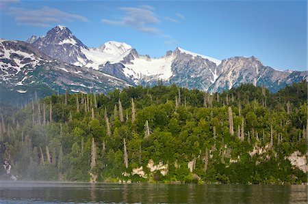 Scenic view of Big River Lakes and Chigmit  Mountains of the Alueutian Range during Summer in Southcentral Alaska Stock Photo - Rights-Managed, Code: 854-03539151
