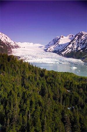 Aerial of Spencer Glacier Kenai Mountains Chugach National Forest Southcentral Alaska Summer Stock Photo - Rights-Managed, Code: 854-03539219