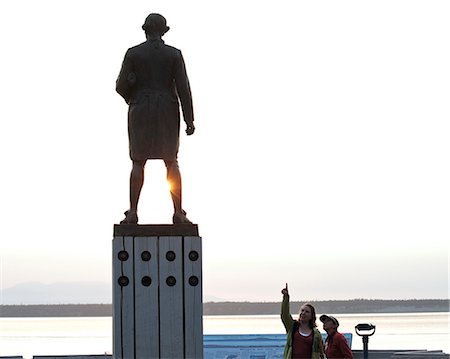 simsearch:854-03362156,k - Two women view the Captain James Cook statue at Resolution Park in Downtown Anchorage, Southcentral Alaska, Summer/n Stock Photo - Rights-Managed, Code: 854-03646402