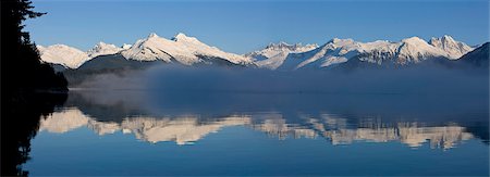 simsearch:854-03362156,k - Panoramic view of the fog covered Mendenhall River with the Coast Range in the background, Inside Passage, Southeast Alaska, Winter, COMPOSITE Stock Photo - Rights-Managed, Code: 854-03646730