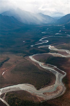 Aerial view of the John River winding its way through the Gates of the Arctic National Park & Preserve, Arctic Alaska, Fall Stock Photo - Rights-Managed, Code: 854-03646808