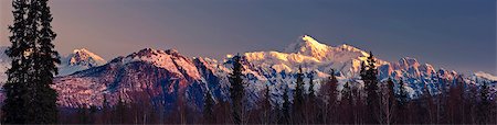simsearch:854-03846021,k - Sunrise alpenglow on southside of Mount McKinley and the Alaska Range, Denali State Park, Southcentral Alaska, Spring Stock Photo - Rights-Managed, Code: 854-03739948
