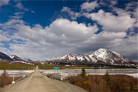 simsearch:854-03846022,k - The Denali Highway bridge over the Susitna River with Clearwater Mountains in the background, Southcentral Alaska, Spring Stock Photo - Rights-Managed, Code: 854-03739975