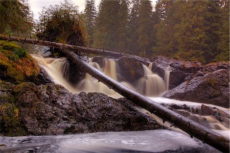 simsearch:400-05668307,k - Scenic view of hatchery Creek Falls, Prince of Wales Island, Southeast Alaska, Summer. HDR Stock Photo - Rights-Managed, Code: 854-03845833