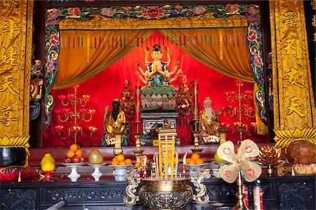 simsearch:855-06313356,k - Shrine of Goddess guanyin at Ching Wan Koon, Tsing Shan Temple, New Territories, Hong Kong Stock Photo - Rights-Managed, Code: 855-05984512