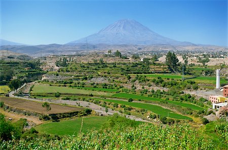 The Paucarpata suburb of Arequipa with the El Misto Volcano in the background, Peru Stock Photo - Rights-Managed, Code: 855-05980833