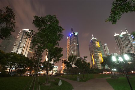 shanghai light building - Pudong skyline from Lujiazui park at night, Shanghai, China Stock Photo - Rights-Managed, Code: 855-05981434