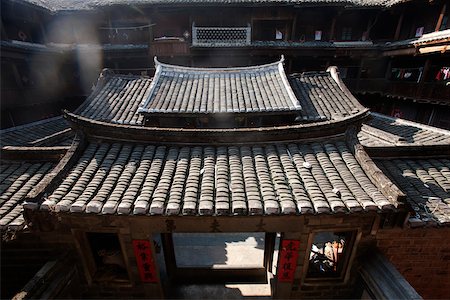 simsearch:855-05981752,k - House temple of Xicheng Lou at Hongkeng village, Yongding, Fujian, China Stock Photo - Rights-Managed, Code: 855-05981759