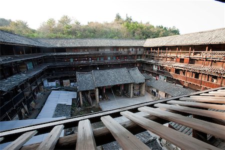 simsearch:855-05981752,k - Courtyard and house temple of Tolou at Hongkeng village, Yongding, Fujian, China Stock Photo - Rights-Managed, Code: 855-05981765
