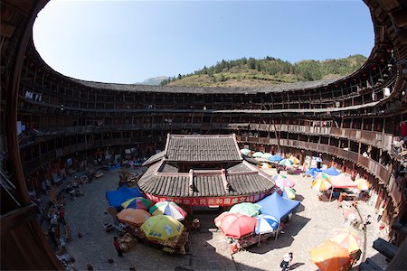 simsearch:855-05981752,k - Courtyard and house temple of Yuchanglou at Taxia village, Yongding, Fujian, China Stock Photo - Rights-Managed, Code: 855-05981778