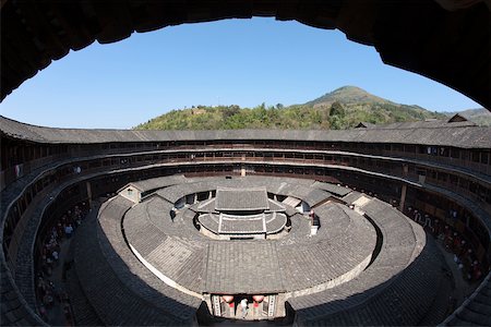 simsearch:855-05981752,k - Courtyard and house temple of Chengqilou at Gaobei village, Yongding, Fujian, China Stock Photo - Rights-Managed, Code: 855-05981786