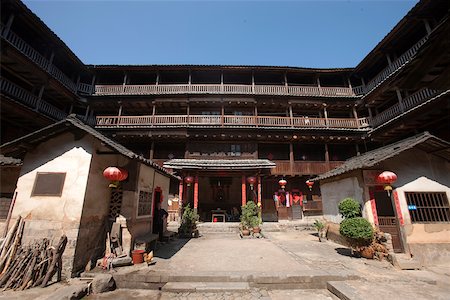 simsearch:855-05981752,k - Courtyard and house temple of Shizelou at Gaobei village, Yongding, Fujian, China Stock Photo - Rights-Managed, Code: 855-05981792