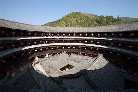 simsearch:855-05981752,k - Courtyard and house temple of  Hakka Tulou  Yanxianglou at Nanxi village, Yongding, Fujian, China Stock Photo - Rights-Managed, Code: 855-05981819