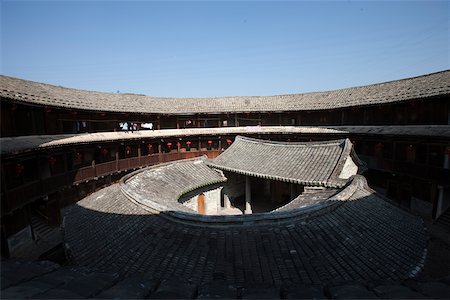 simsearch:855-05981752,k - Courtyard and house temple of  Hakka Tulou  Zhenfulou at Nanxi village, Yongding, Fujian, China Stock Photo - Rights-Managed, Code: 855-05981813
