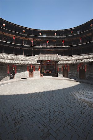 simsearch:855-05981752,k - Courtyard and house temple of Hakka Tulou  Huanjilou at Nanxi village, Yongding, Fujian, China Stock Photo - Rights-Managed, Code: 855-05981824