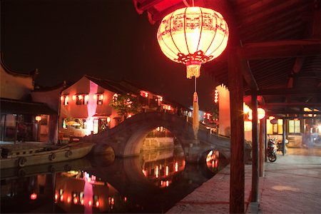 Old town of Xitang at night, Zhejiang, China Stock Photo - Rights-Managed, Code: 855-05982806