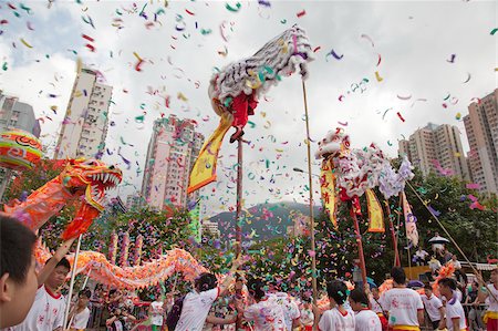 parade - Dragon dance & lion dance celebrating Tam Kung festival at Tam Kung temple, Shaukeiwan, Hong Kong Stock Photo - Rights-Managed, Code: 855-05983462