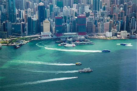 Panoramic sweep of Sheung Wan skyline and busy Victoria Harbour from Sky100, 393 meters above sea level, Hong Kong Stock Photo - Rights-Managed, Code: 855-06314164