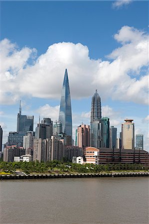 skyscrapers morning - Skyline of Luijiazui, Pudong view from Northern Bund, Shanghai, China Stock Photo - Rights-Managed, Code: 855-06312135