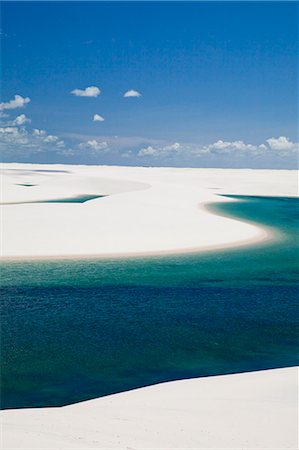 Sandy dunes near Lagoa Bonita (Beautiful Lagoon) at Parque Nacional dos Lencois Maranhenses, Brazil Stock Photo - Rights-Managed, Code: 855-06313126