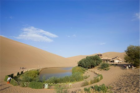 Yueyaquan (Crescent moon lake), Mingsha Shan, Dunhuang, Silkroad, Gansu Province, China Stock Photo - Rights-Managed, Code: 855-06337758