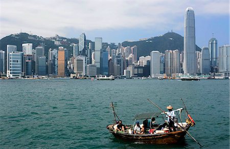 Hong Kong skyline with a fishing boat in the harbour,Hong Kong Stock Photo - Rights-Managed, Code: 855-03024447