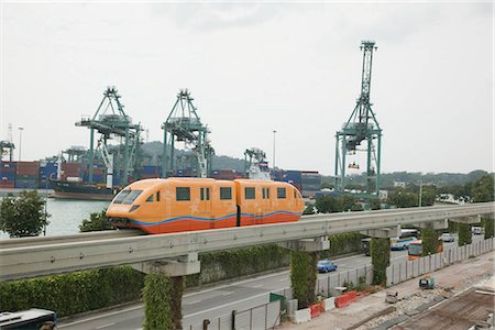 Monorail running on Sentosa Gateway with Brani Terminal at background,Singapore Stock Photo - Rights-Managed, Code: 855-03025335