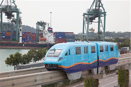 Monorail running on Sentosa Gateway with Brani Terminal at background,Singapore Stock Photo - Rights-Managed, Code: 855-03025333