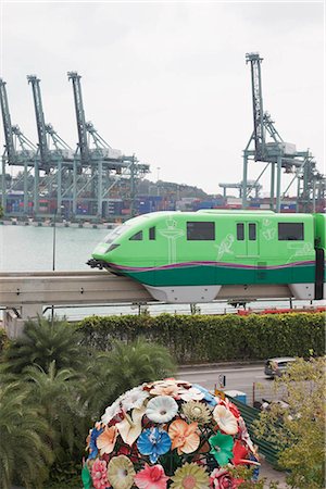 Monorail running on Sentosa Gateway with Brani Terminal at background,Singapore Stock Photo - Rights-Managed, Code: 855-03025341